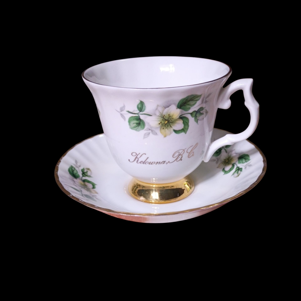 Blue Bird Fine Bone China Vintage‎ Teacup and Saucer